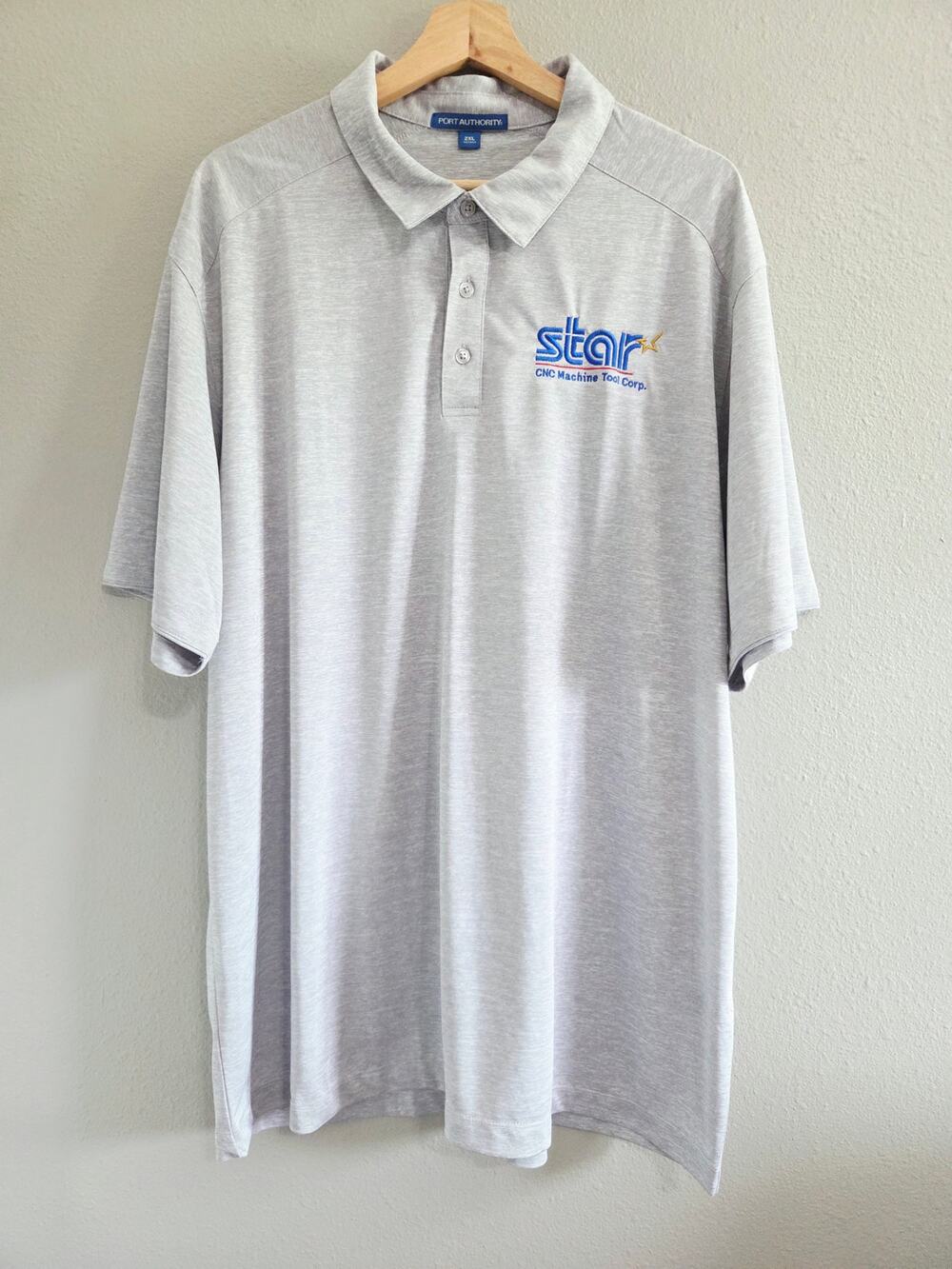 Port Authority Star CNC Polo Work Shirt Men's 2XL Light Gray Workwear Uniforms